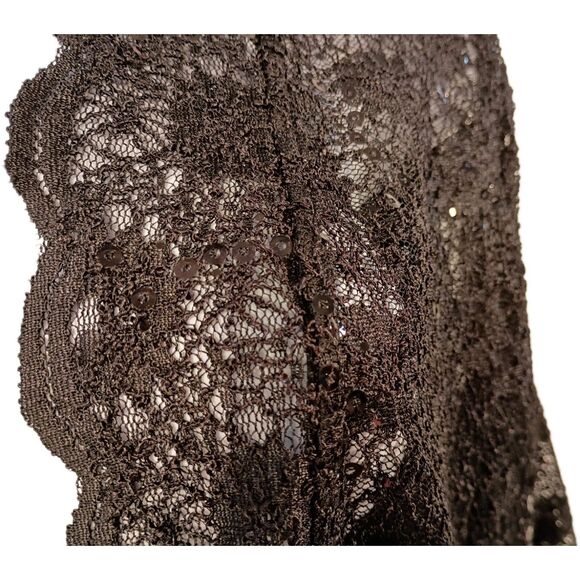 Black Lace Sequin Bolero Crop Jacket Size XL Wedding Special Event Classic Shrug - Picture 5 of 16